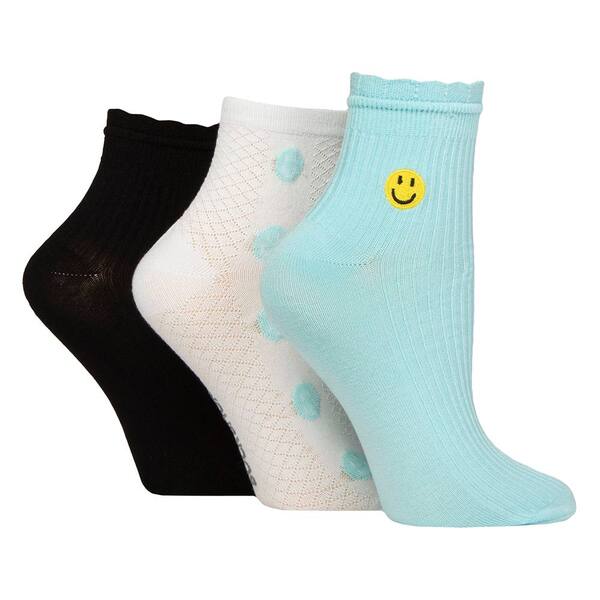  Elle 3 Pack Ladies Ribbed Frill Soft Anklet Socks, Off White 