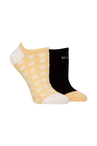 Elle 2 Pair Plain, Patterned And Striped Bamboo No Show Socks, Pale Orange 