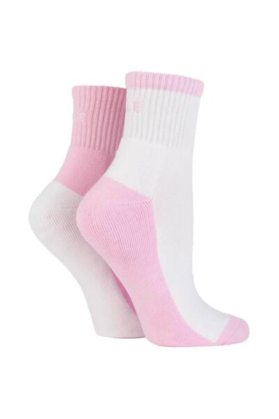  Elle 2 Pair Sports Cushioned Ankle Socks, Pink 