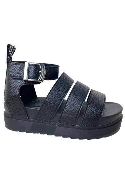  Femme Luxe Gladiator Style Flat Sandals, Black 