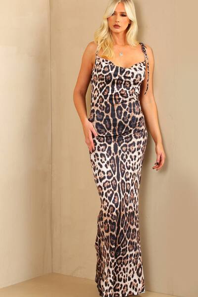  Femme Luxe Mesh Drape Detail Maxi Dress 