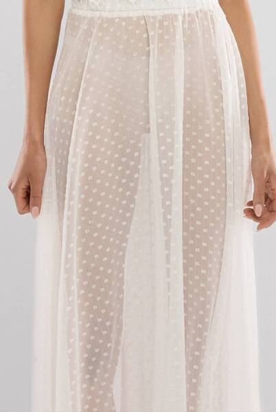  Goddiva Polka Dobby Chiffon A Line Maxi Skirt, Cream 