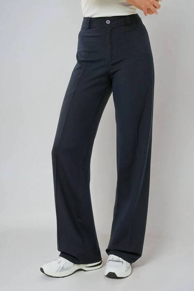  Hiccup High Waist Straight Leg Pants, Navy 