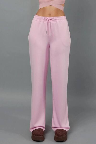  Hiccup Soft Modal Touch Wide Leg Sweatpants, Baby Pink 