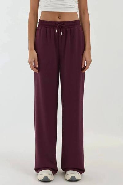  Hiccup Soft Modal Touch Wide Leg Sweatpants, Burgundy 