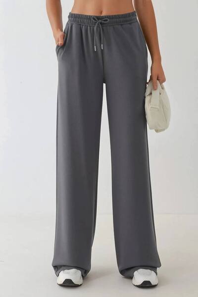  Hiccup Soft Modal Touch Wide Leg Sweatpants, Charcoal 