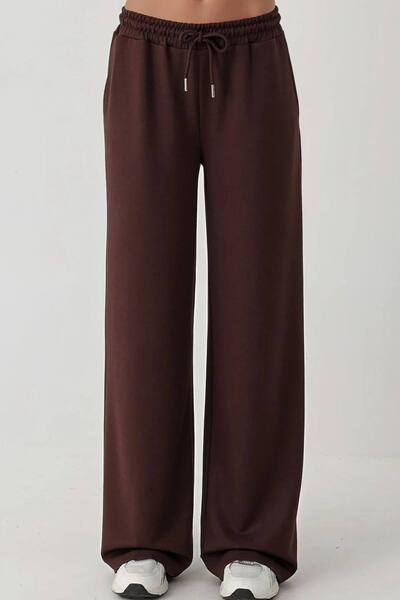  Hiccup Soft Modal Touch Wide Leg Sweatpants, Chocolate 