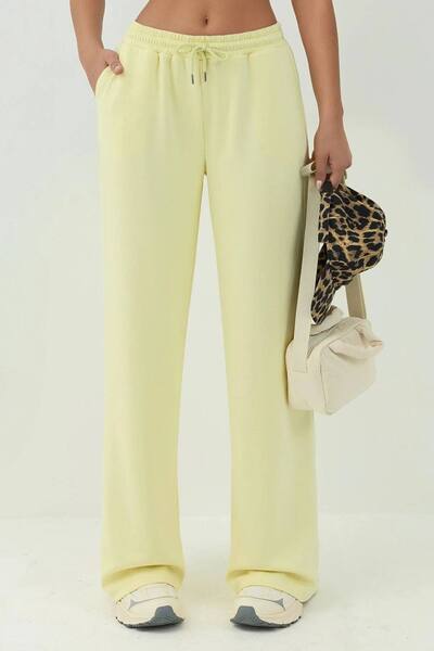  Hiccup Soft Modal Touch Wide Leg Sweatpants, Lemon 