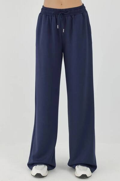  Hiccup Soft Modal Touch Wide Leg Sweatpants, Navy 