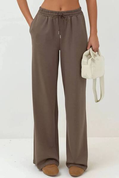  Hiccup Soft Modal Touch Wide Leg Sweatpants, Taupe 