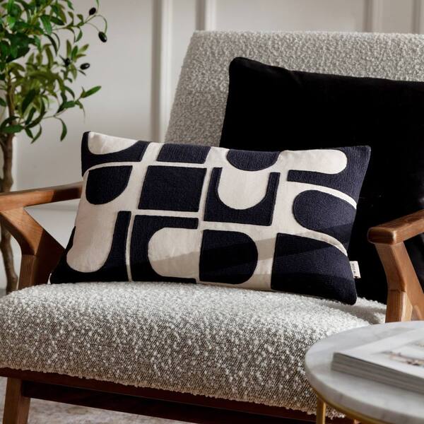  Hoem Hallam Abstract Embroidered 100% Cotton Cushion 