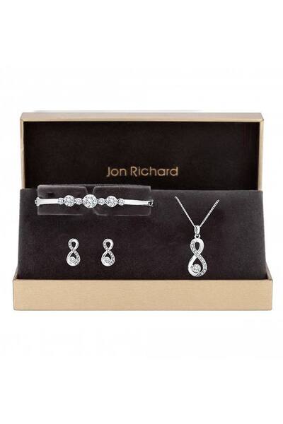  Jon Richard Gift Packaged Silver Crystal Infinity Jewellery Set 