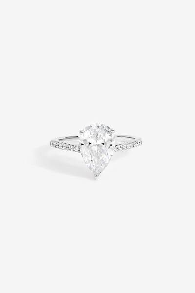  Jon Richard Rhodium Plated Cubic Zirconia Pear Ring, Silver 
