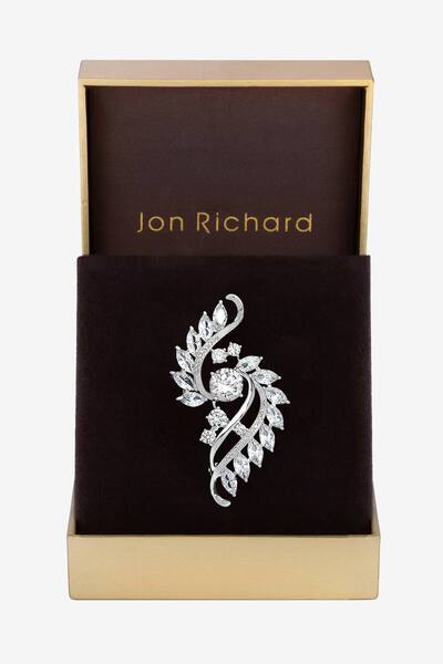  Jon Richard Silver Plated Crystal Brooch - Gift Box 