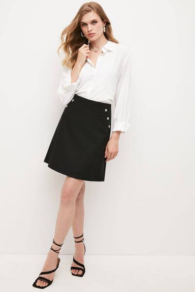  Karenmillen Essential Techno Woven Skirt, Black 