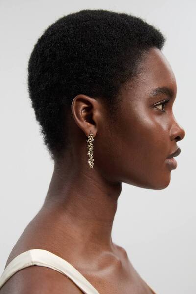  Karenmillen Evolution Crystal Drop Earrings, Gold 