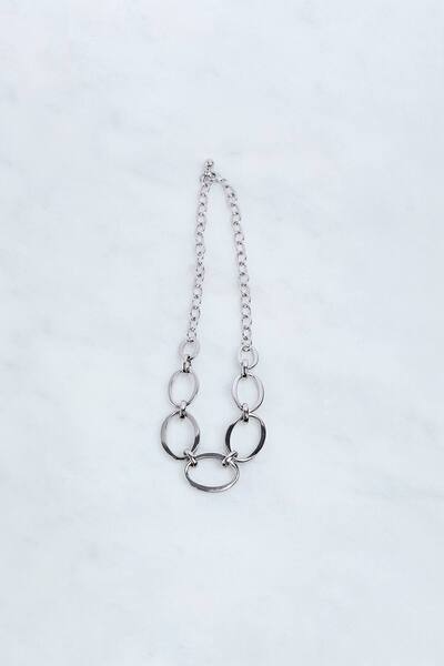  Karenmillen Hand Set European Crystal Oversized Chain Necklace, Silver 