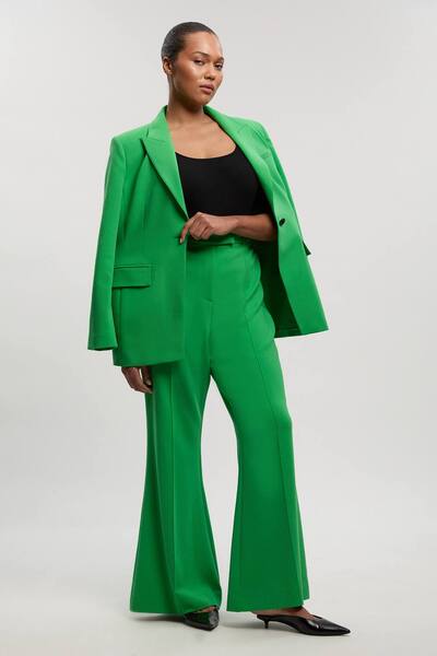  Karenmillen Plus Size Compact Stretch Bootcut Tailored Trouser, Green 