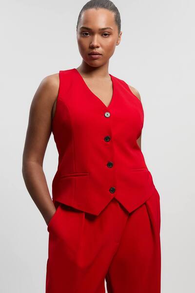  Karenmillen Plus Size Tailored Corset Back Detail Waistcoat 
