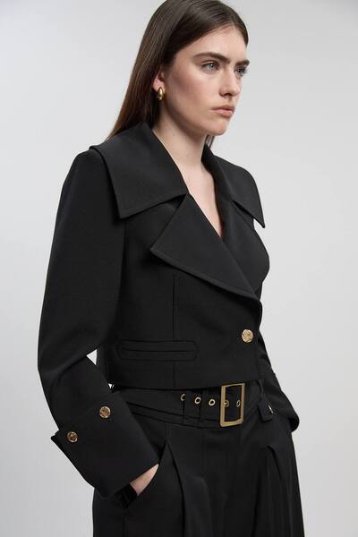  Karenmillen Polished Tailored Button Detail Jacket, Black 