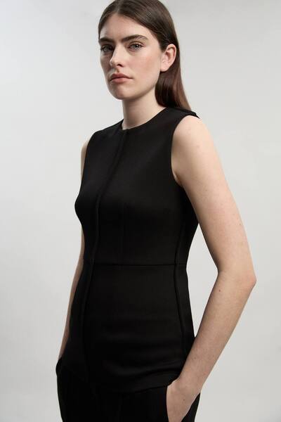  Karenmillen Ponte Longline Top, Black 
