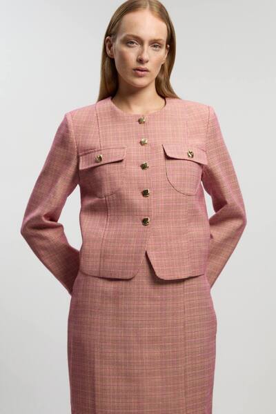  Karenmillen Tailored Check Cropped Jacket 