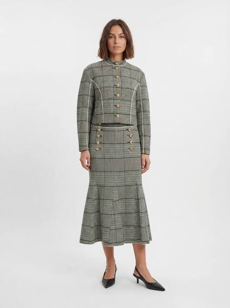  Karenmillen Tailored Check High Neck Jacket, Mono 