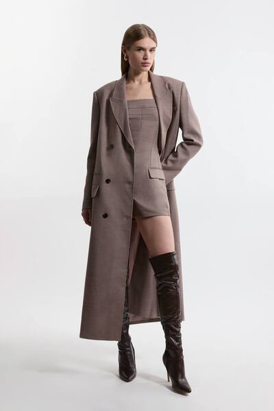  Karenmillen Wool Blend Tailored Playsuit, Plum 