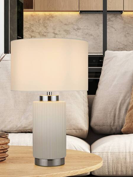  Lighting Collection Ceramic Chrome Table Lamp Table Lamp, White 
