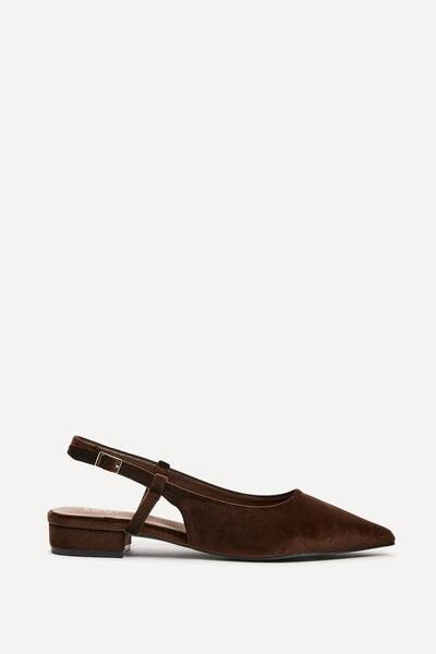 Linzi Clasica Brown Velvet Pointed Toe Ballet Flats 