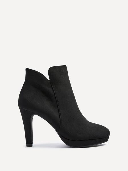  Linzi Layara Black Faux Suede Small Platform Ankle Boot 