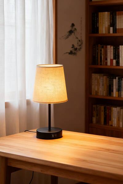 Living And Home Modern Table Lamp With Remote Control, Black 
