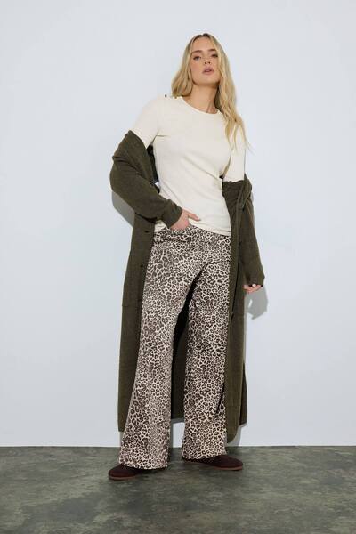  Long Tall Sally Tall Leopard Print Wide Leg Jeans 