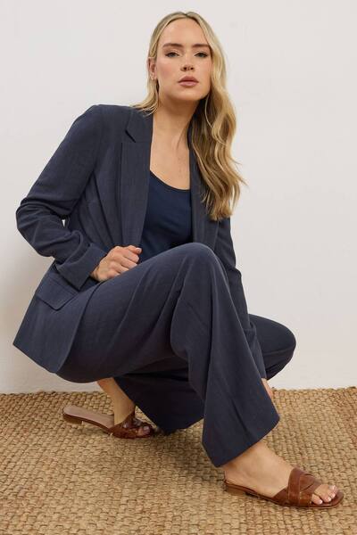  Long Tall Sally Tall Linen Blazer, Dark Navy 