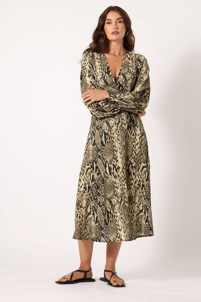  Long Tall Sally Tall Snake Midi Dress, Brown 