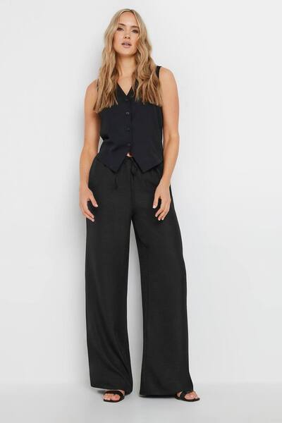  Long Tall Sally Tall Textured Drawstring Trousers, Black 