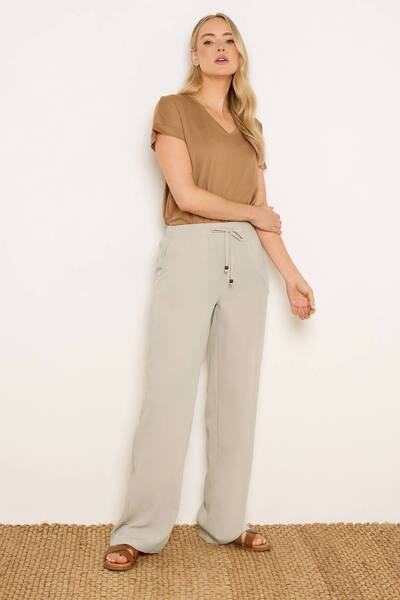  Long Tall Sally Tall Textured Wide Leg Trousers, Natural 