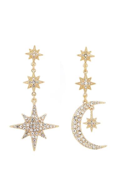  Mood Gold Crystal Celestial Drop Earrings 