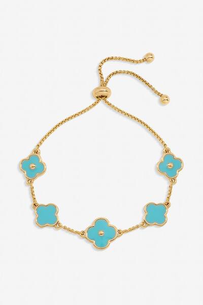  Mood Gold Plated And Turquoise Clover Bracelet 