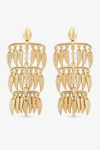  Mood Gold Plated Cascading Leaf Earrings 