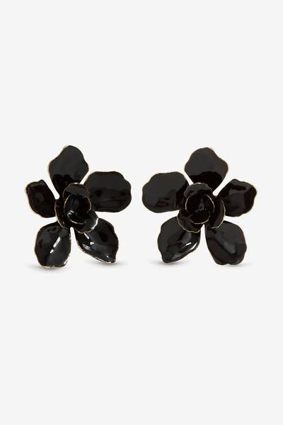  Mood Jet Statement Flower Earrings, Black 