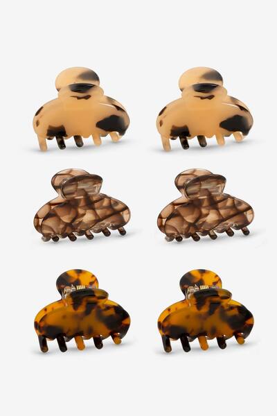  Mood Resin Mini Claw Clips - Pack Of 6, Brown 