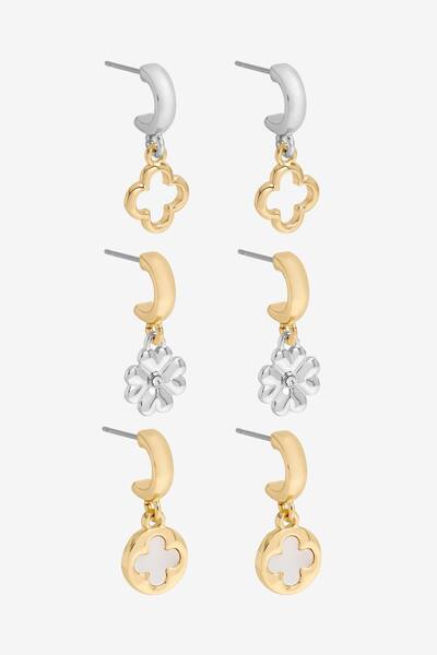  Mood Two Tone Clover Earrings - Pack Of 3, Metallics 