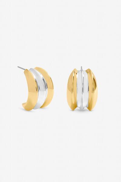  Mood Two Tone Dome Earrings 