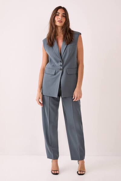  Nastygal Barrel Leg Tailored Pants, Grey 