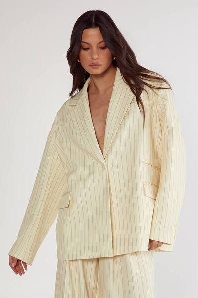  Nastygal Butter Pinstripe Tailored Blazer 