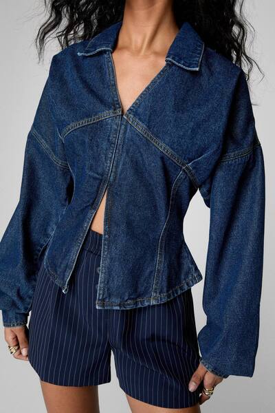  Nastygal Denim Corset-shirt, Authentic Midwash 