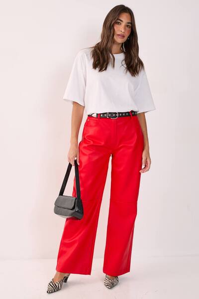  Nastygal Essentials Faux Leather Trouser, Red 
