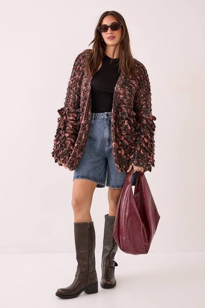  Nastygal Extreme Loopy Cardigan Sweater, Pink 