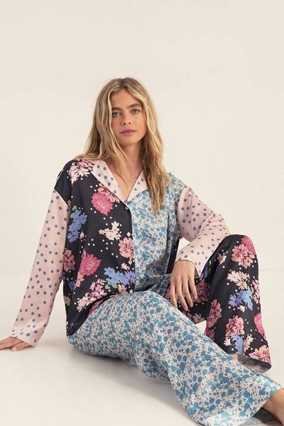  Nastygal Floral Polka Dot Splice Pyjama Trouser Set 